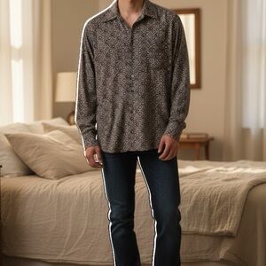 Henry Grethel Men’s Small Patterned Long Sleeve Shirt 55% cotton